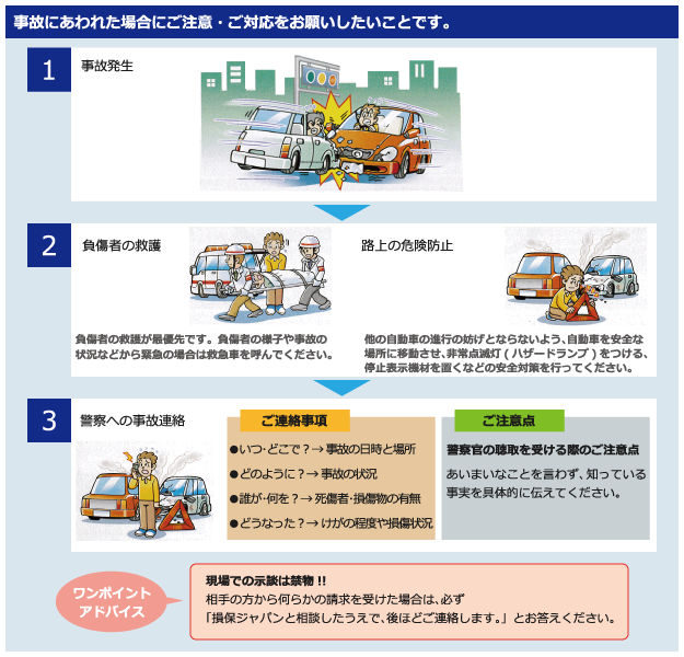事故に合われた場合にお願いしたいこと