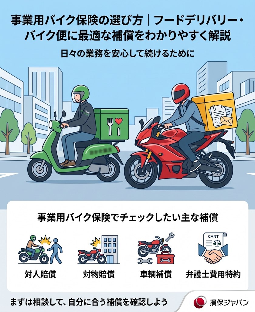 損保ジャパン 事業主用 フードデリバリー・バイク便用保険 見積り・申し込み